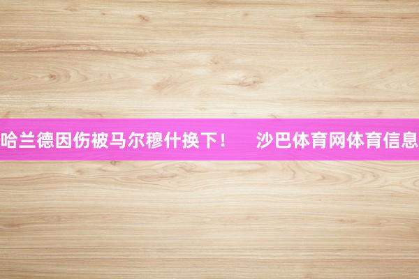哈兰德因伤被马尔穆什换下！    沙巴体育网体育信息