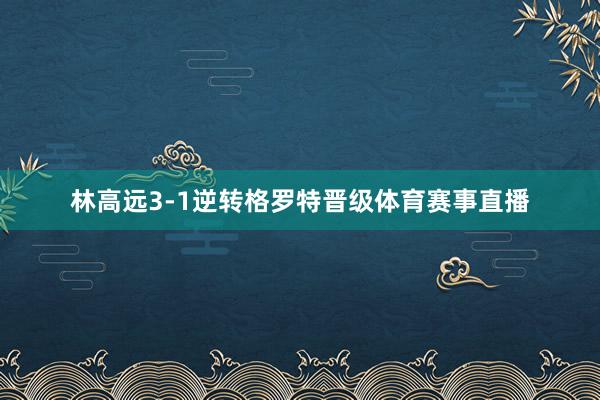 林高远3-1逆转格罗特晋级体育赛事直播