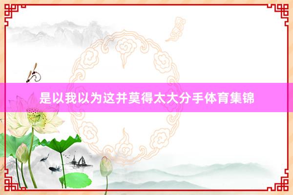 是以我以为这并莫得太大分手体育集锦