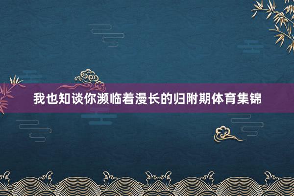 我也知谈你濒临着漫长的归附期体育集锦