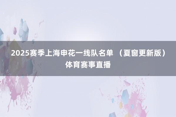 2025赛季上海申花一线队名单 （夏窗更新版）体育赛事直播