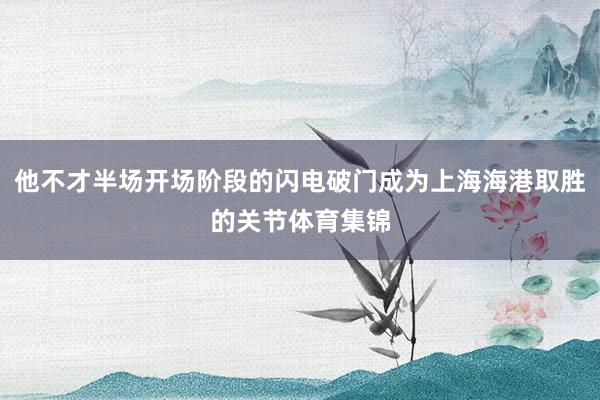 他不才半场开场阶段的闪电破门成为上海海港取胜的关节体育集锦