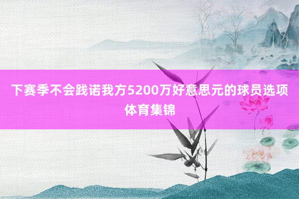 下赛季不会践诺我方5200万好意思元的球员选项体育集锦