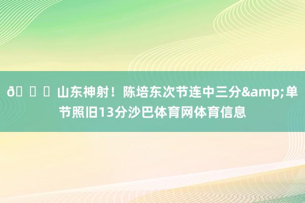👍山东神射！陈培东次节连中三分&单节照旧13分沙巴体育网体育信息